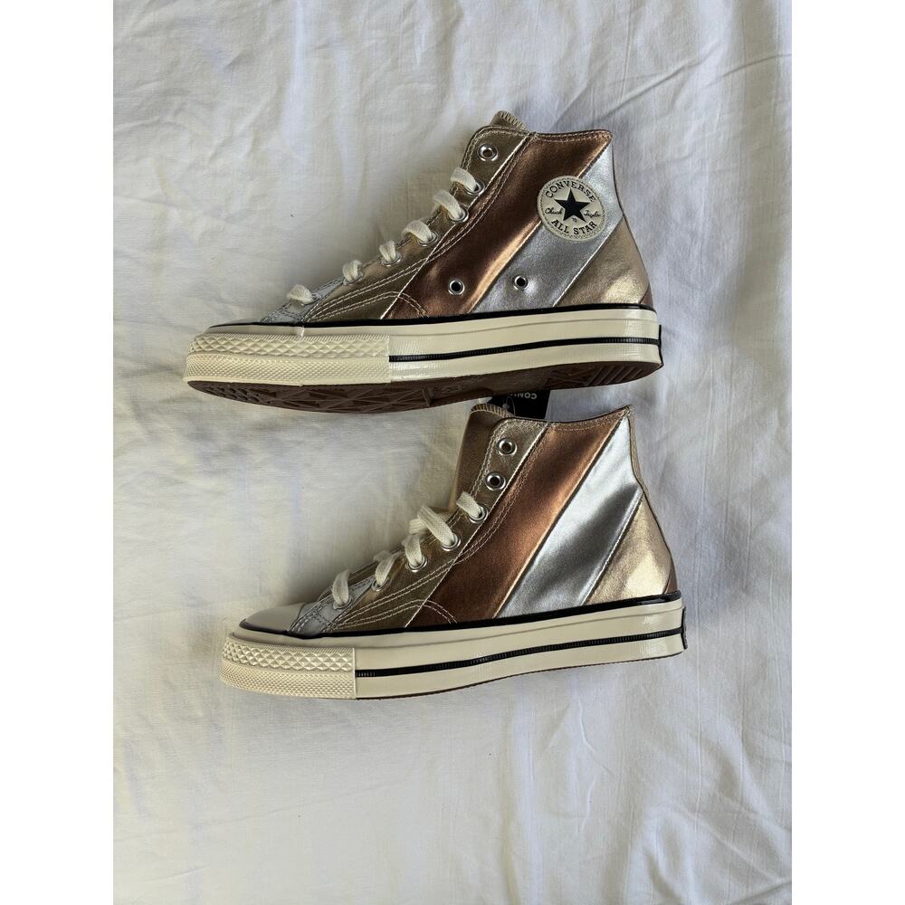 NWOB Converse Chuck 70 Hi Metallic Rainbow Women 6 Pure Silver/Egret Sneaker‎ - Picture 4 of 11